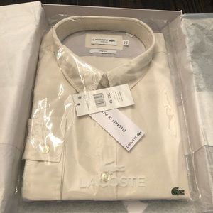 Lacoste NIB/NWT- Cream Slim Fit Button down